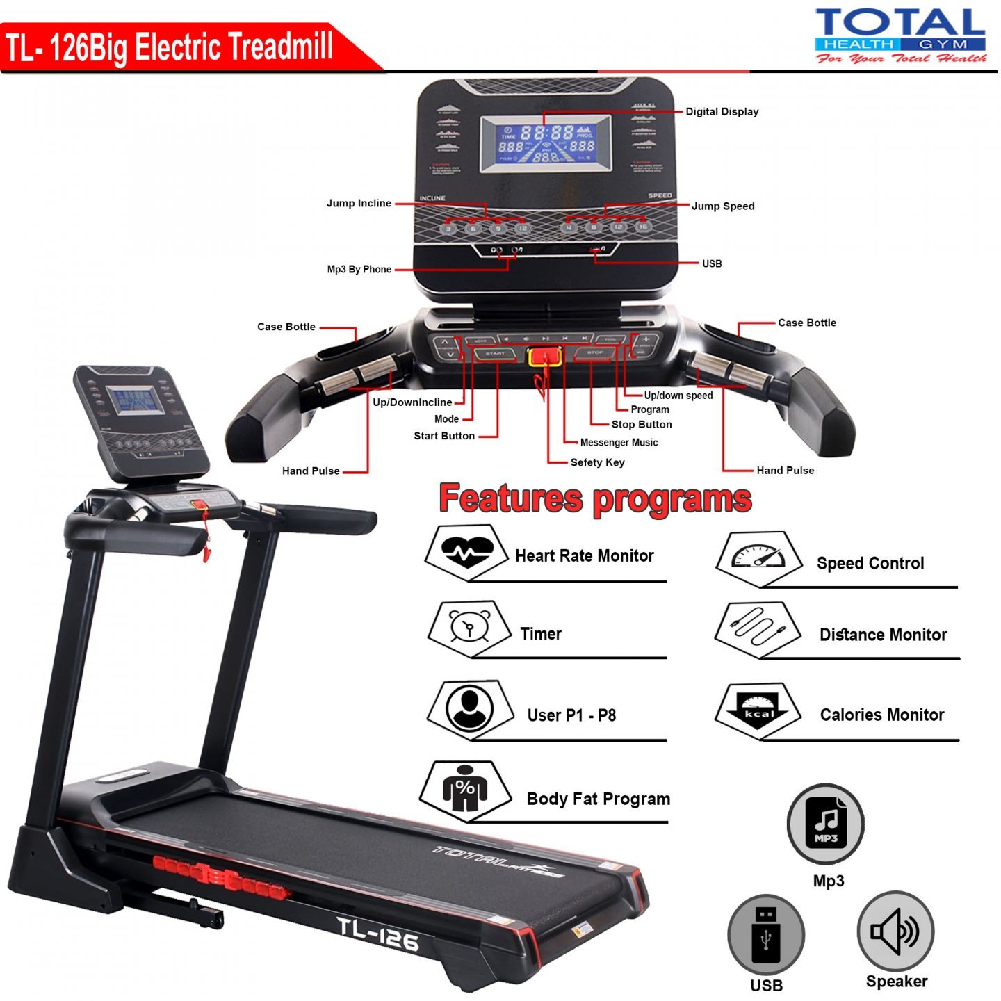 Treadmill Listrik TL-126 - Auto Incline