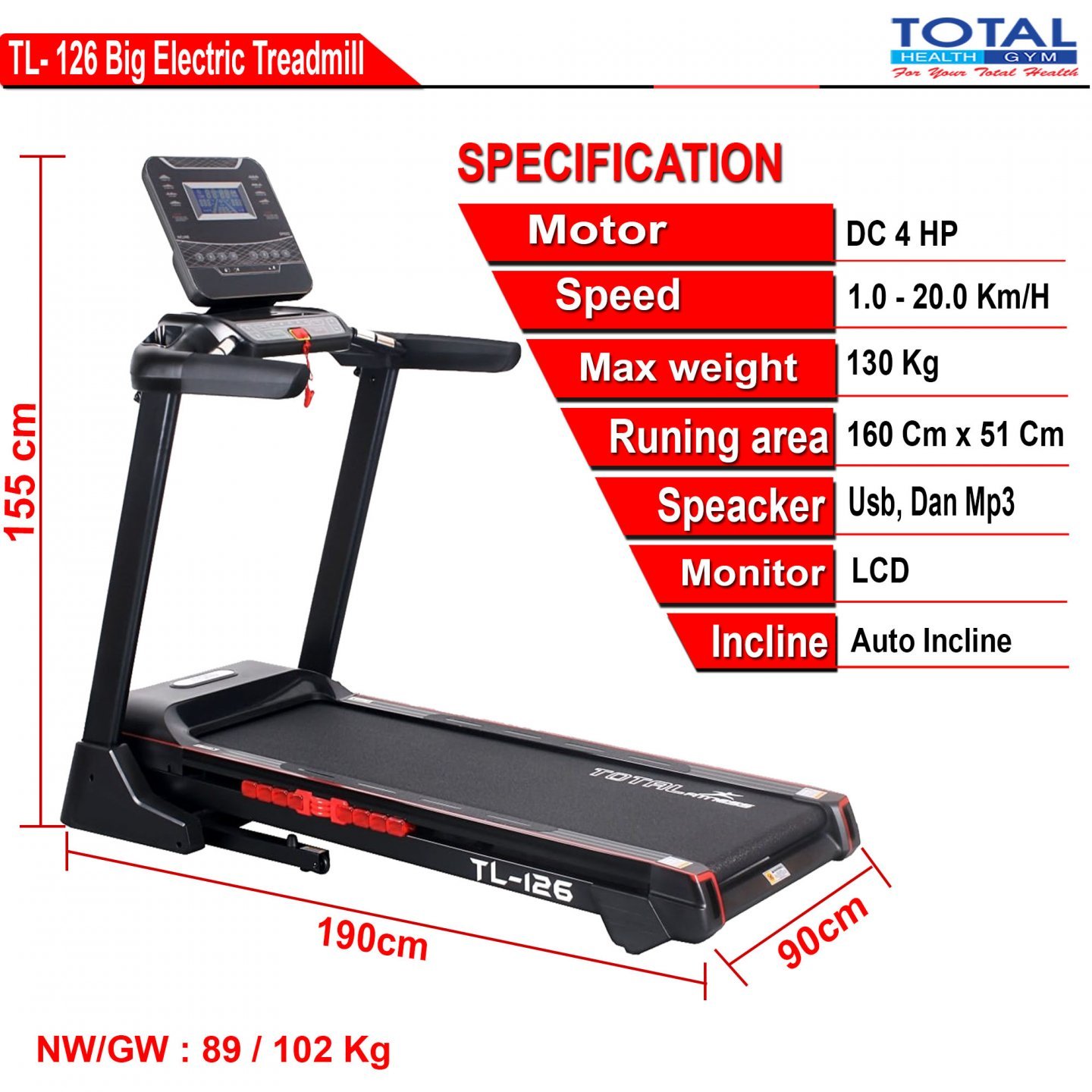 Treadmill Listrik TL-126 - Auto Incline - Image 3