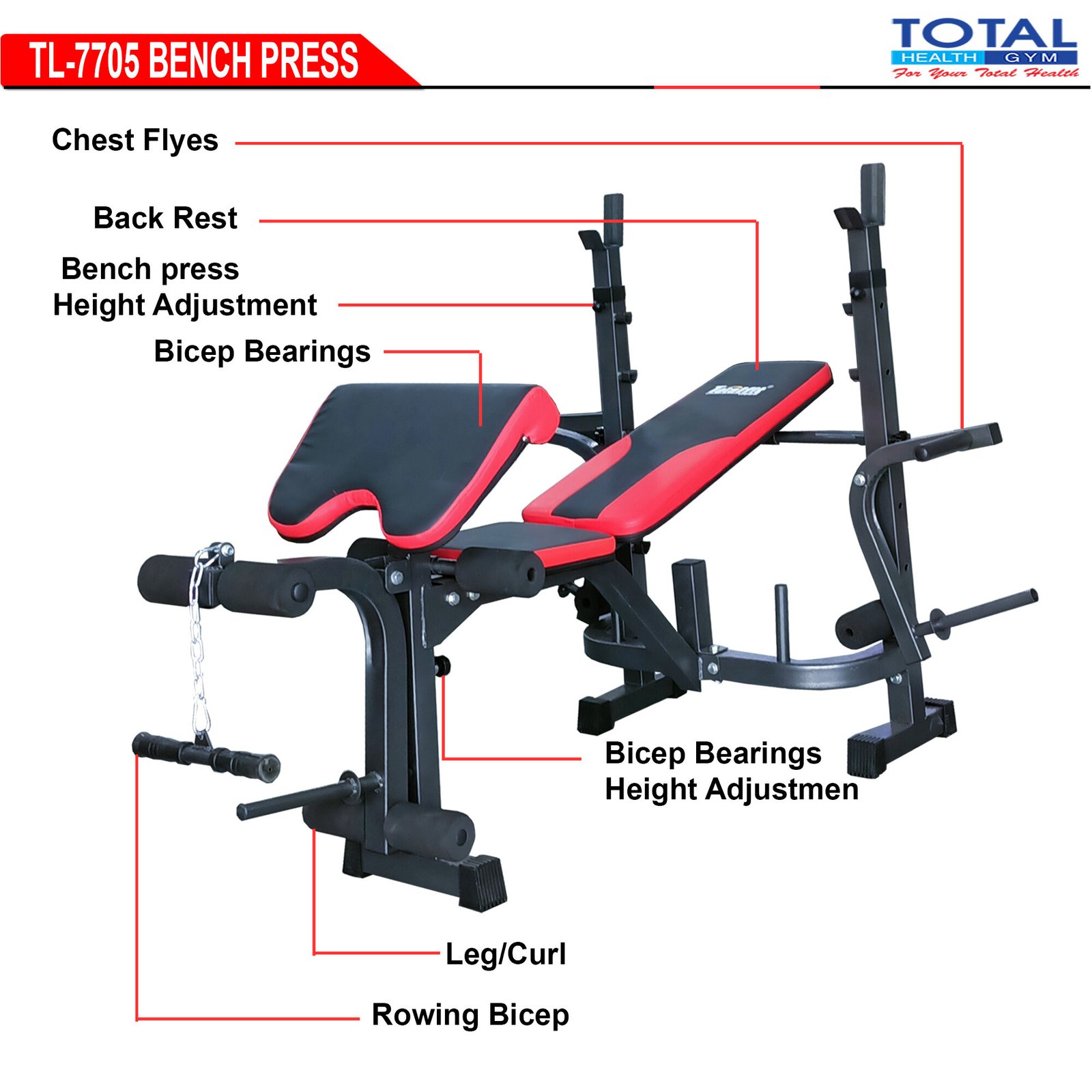 Benchpress TL-7705 (Tanpa Stick & Beban)
