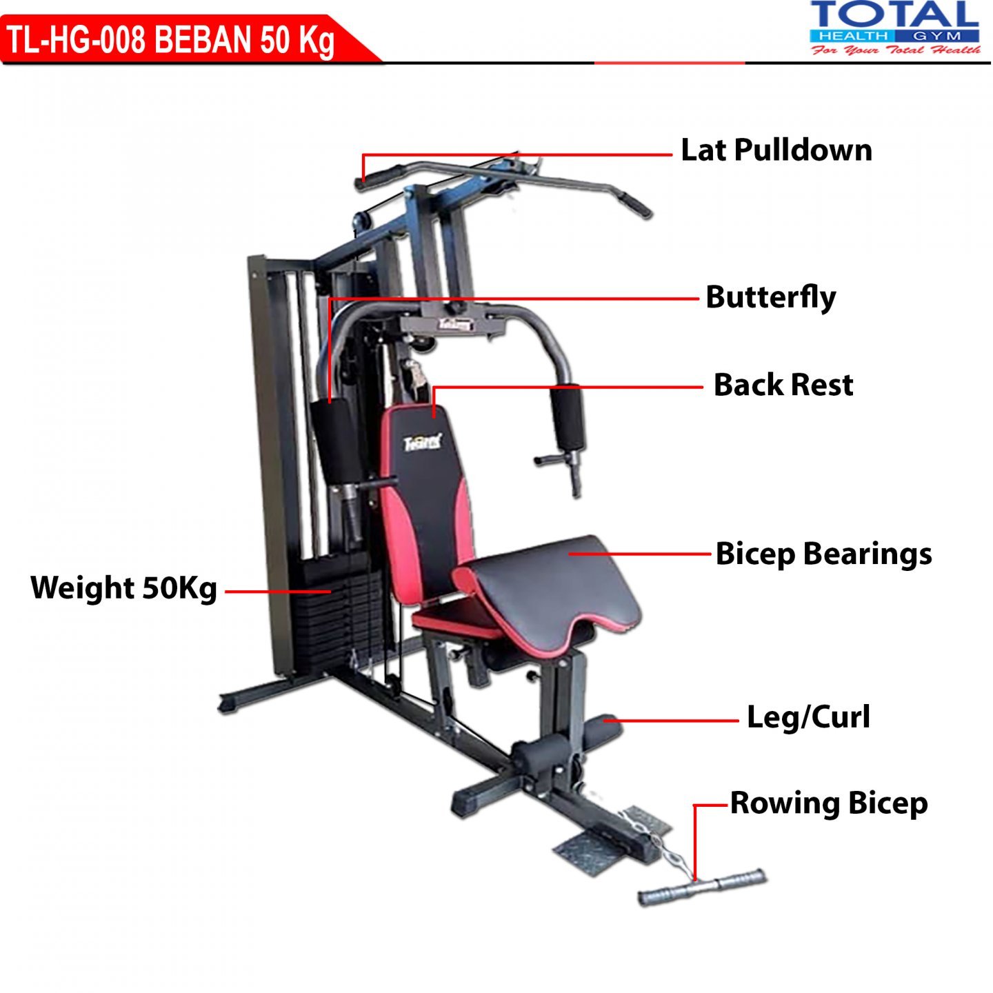 Home Gym 1 Sisi With Cover Beban 50Kg - TL-HG008