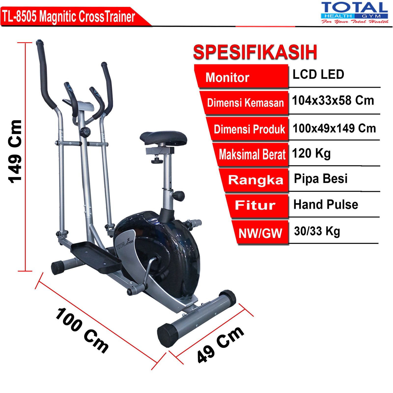 Elliptical Magnetic TL-8505 Cross Trainer - Image 2