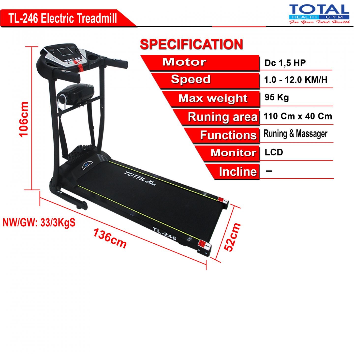 Treadmill Listrik TL-246 - Manual Incline - Image 2