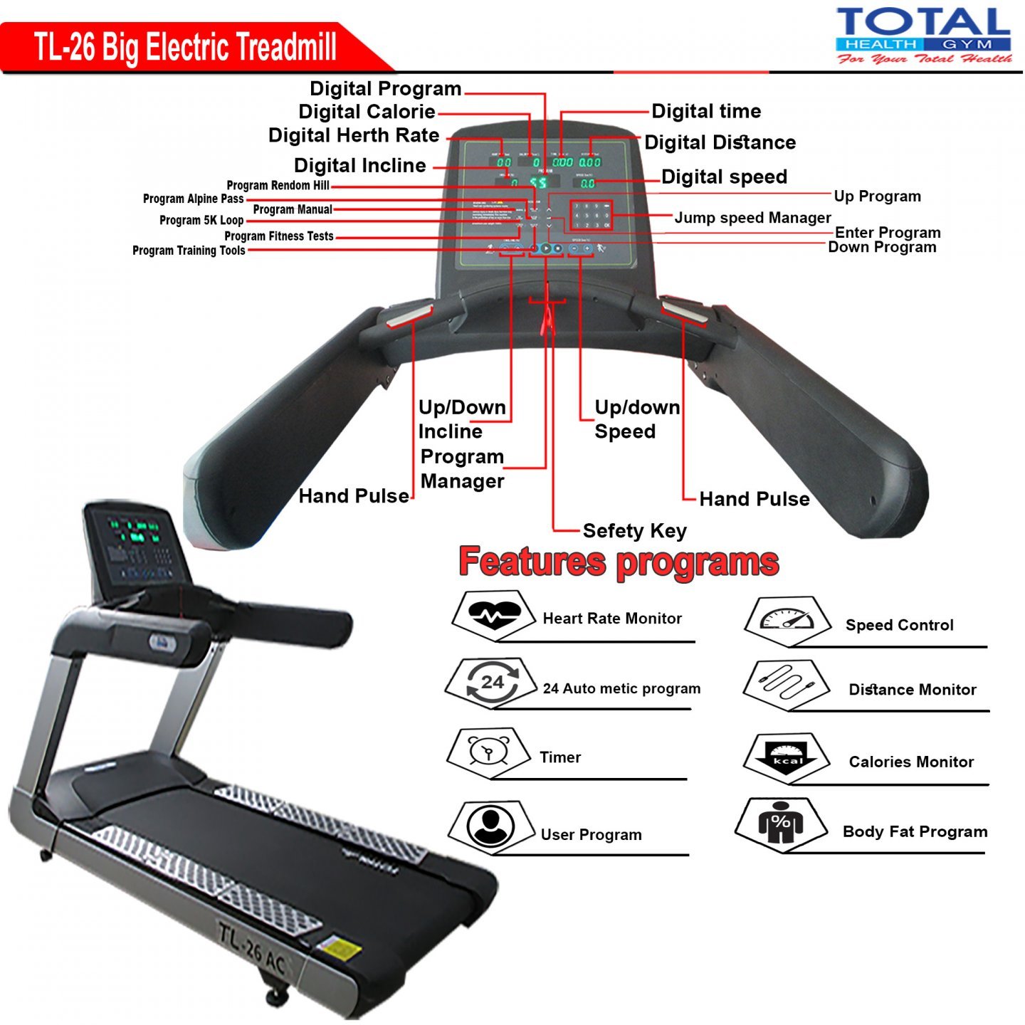 Treadmill Listrik TL-26AC - Auto Incline